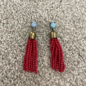 Blue and pink pierced earrings